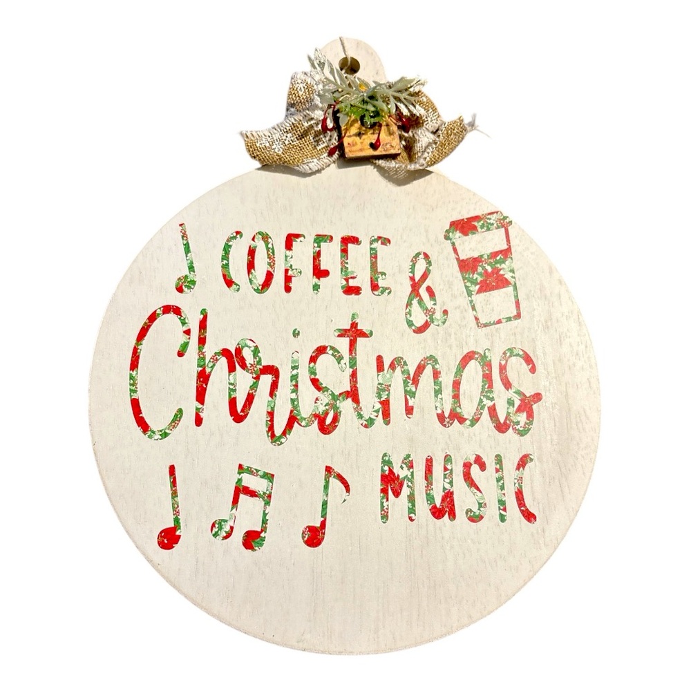 Christmas Coffee Music Wood Riser Stand- Decor